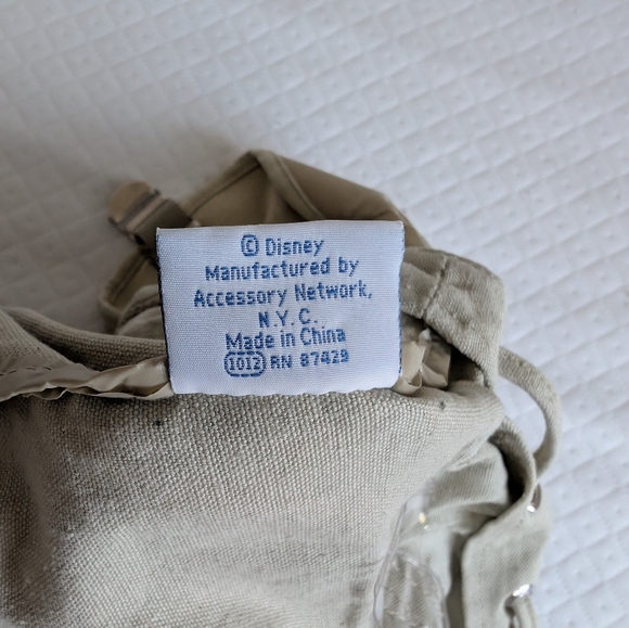 Vintage Disney Winnie The Pooh Beige Canvas Backpack, pockets drawstring Y2K - Picture 9 of 15